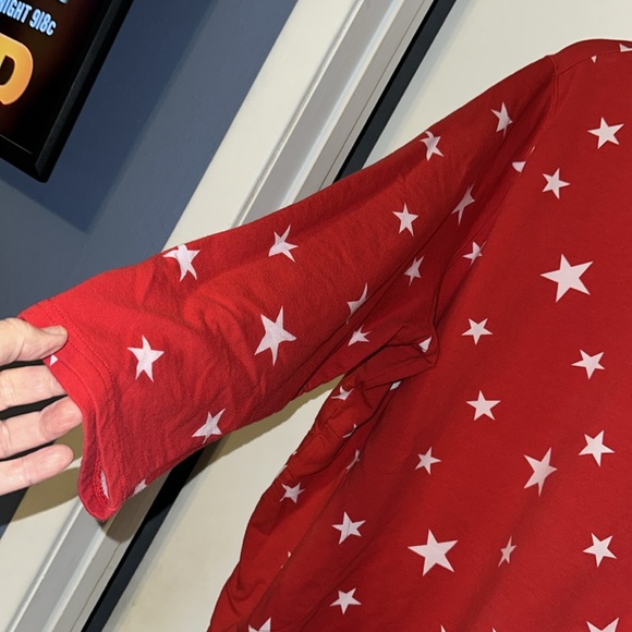 Quacker Factory French Terry Star Bright Hooded Top EUC 3X - Picture 6 of 7